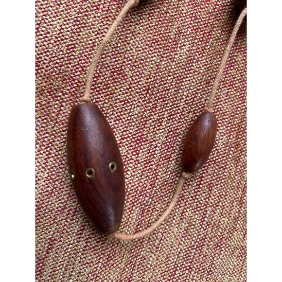 Boho Wood , Leather and Metal Unbranded Necklace 14" - Picture 2 of 7